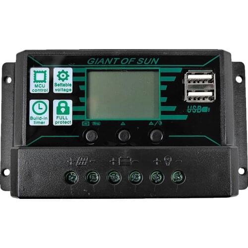 Two-in-one Solar Controller 10A/20A/30A/40A/50A/60A/100A Automatic Solar Panel Smart Regulator Dual USB Regulator