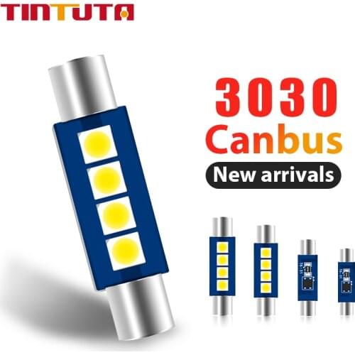10pcs Festoon Light C5W T6 Car Led 28MM 30MM Led Bulbs 3030 Canbus Interior License plate Lamp 12V Light Source White Car Bulbs