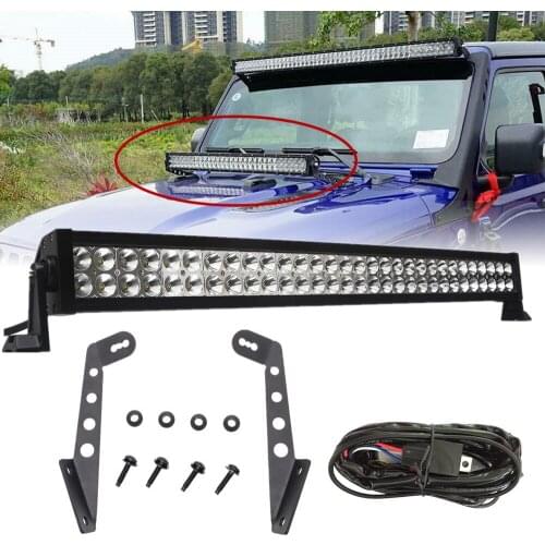 Car 32 inch 180W LED Light Bar With Hood Light Bar Mount Mounting Bracket For Jeep Wrangler JL 2018 2019 2020
