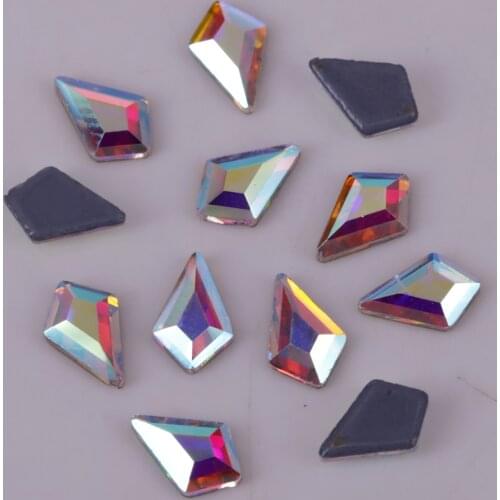 Lead Free 4x6mm, 6x8mm, 8.3x12.9mm Crystal AB Kite Flat Back Iron On Rhinestones / Hotfix Crystal Stones