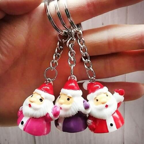 Santa Claus Keychain Christmas Handbag Keyring Pendant Party Favor Gifts Bag Lovely Key Ring 30 p