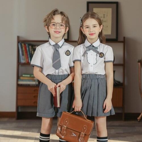 Childrens School Uniforms College Style Collective Fashion Trend British Costumes Girls Skirts Boys Pants Shirts 2021 New Style