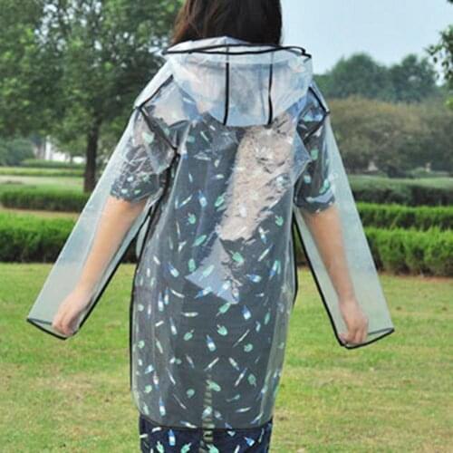 Raincoat Women Men Transparent Waterproof EVA Unisex Rain Coat Long Sleeve Hooded Rain Poncho Outdoor Activities Outerwear