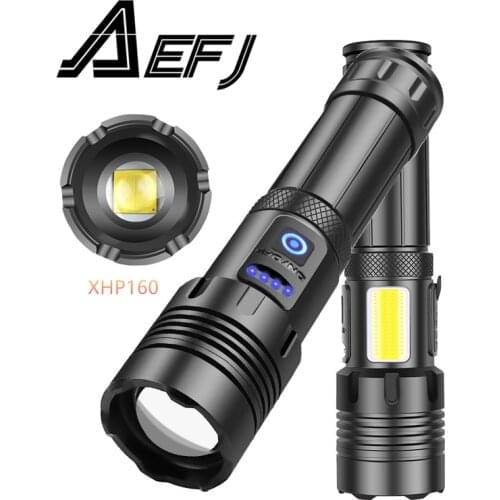 Dropshipping Powerful LED xhp160 most COB flashlight Zoom led torch 18650 or 26650 battery Best Camping, Outdoor
