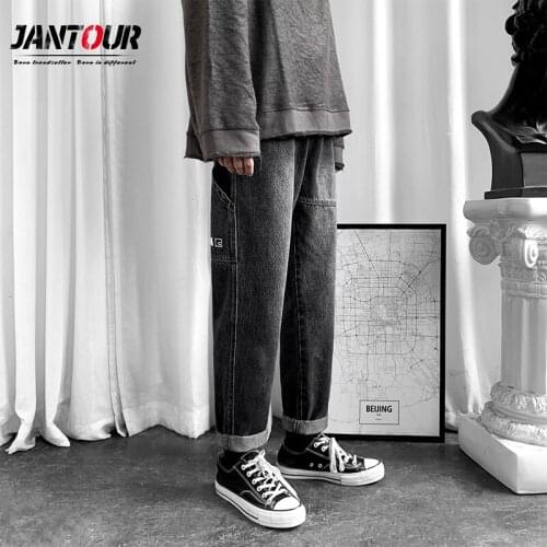 Baggy Jeans Men Spring Black Korean Colors Jeans 2021 Mens Streetwear Denim Straight Trousers Male Harajuku Pants Clothes
