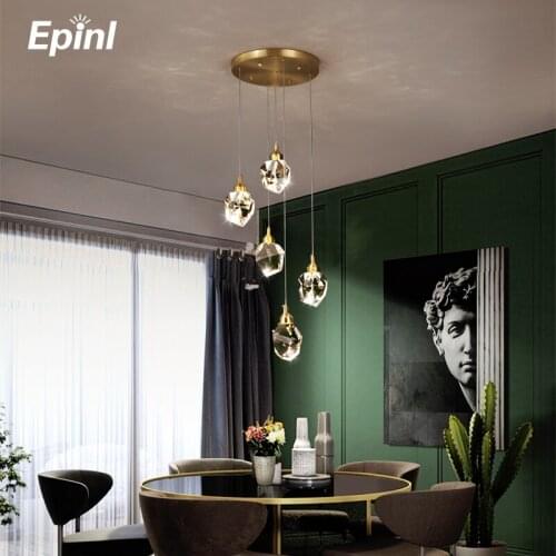 Epinl Diamond Crystal Copper Light Luxury Chandelier Decor Dining Room Bedroom Living Ceiling Light Restaurant Lamp Modern Light