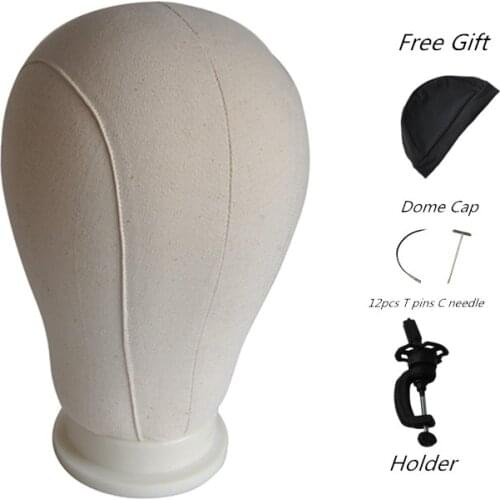 21"-25"Beige Canvas Block Head For Hair Extension/Lace Wig/Display Styling Mannequin Manikin Head Wig Stand Free Get Gifts