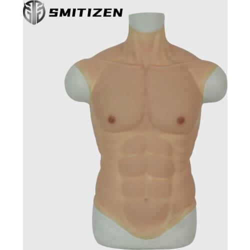 Smitizen Silicone False Belly Muscle Suit Sleeveless Fake chest Crossdresser Realistic Artificial Simulation Muscle