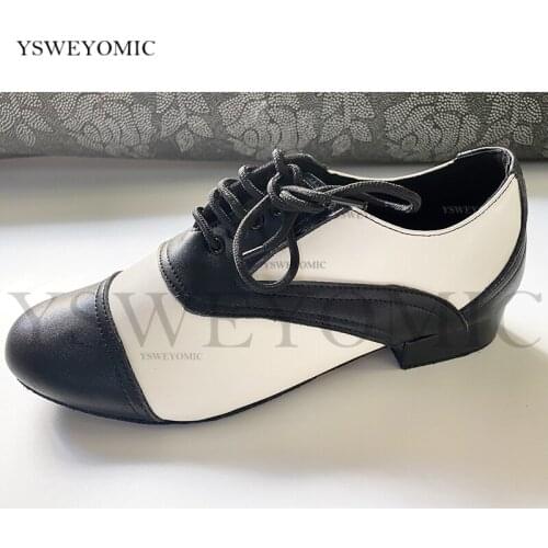 2021 White Black Leather High Quality Suede Outsole Indoor 1inch 1.5inch Heel Ballroom Latin Dance Shoes For Men