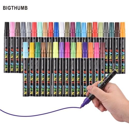 12/24/36 Colors Paint Pens Oil-Based Paint Marker Set Waterproof Quick Dry for Rocks Painting Glass Plastic Ceramic Wood Metal