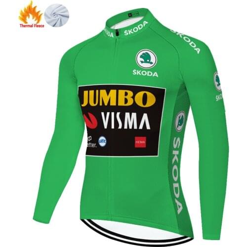 NEW pro team Jumbo Visma 2021 maillot cyclisme homme Long sleeve bicycle cycling Wear winter fleece cycling jersey men