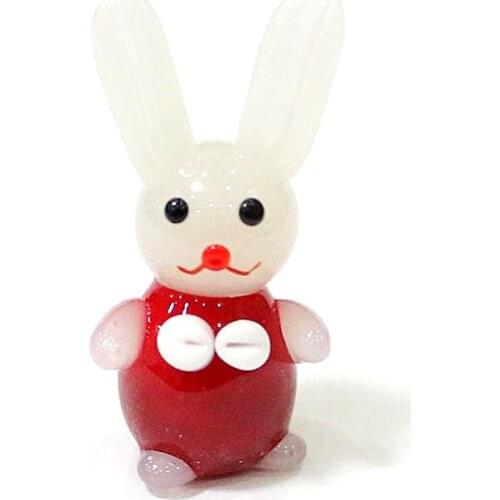 Custom Wholesale Colorful Mini Cartoon Animal Craft Ornaments Japan Style Art Cute Glass Rabbit Figurine Kids Room Kawaii Decor