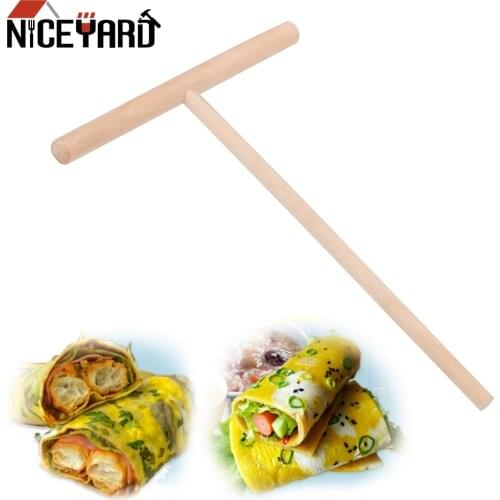 NICEYARD Pancake Batter Spreader Stick Wooden Pancake Tool Home Kitchen Tools Chinese Specialty Crepe Maker