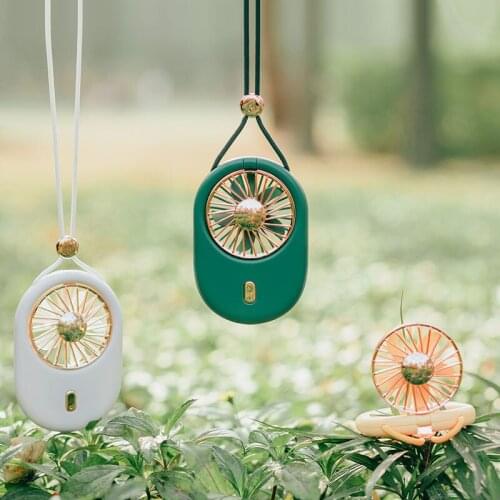 Mini Neck Hanging Fan Portable Creative Folding Handheld Lanyard USB Charge Summer Desktop Multi Function Air Cooler