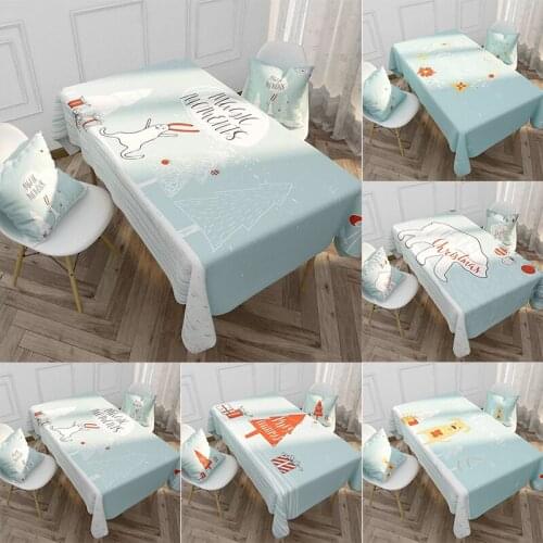 Nordic Christmas Table Cloth Cartoon Animal Letter Waterproof Oilproof Homehold Tablecloth Durable Kitchen Table Cover