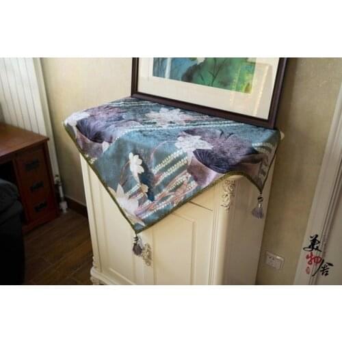 Thick Buddhist Locus Embroidery Mahjong Refrigerator Dresser Night Table Cloth Cover Wedding Sofa Home Hotel Bedding Decoration