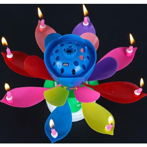 Tronzo Lotus Music Birthday Candle Flower Double Layer Rotating Candle Birthday Cake Candle Christmas Festival Decoration Candle
