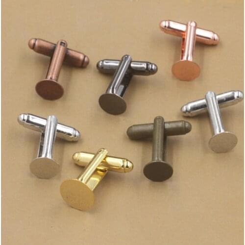 Mibrow 10pcs Round French Cufflink Blank Base Settings Blanks Bezel Base Fit 6mm/8mm/10mm/12mm Cabochon Cameo Cufflink Jewelry