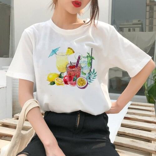 Watermelon Juice Fruit Tea Printed Women Tshirts Fashion Short Sleeve Cartoon Youth Soft Girl Mujer Art Top Vintage Tee Shirt