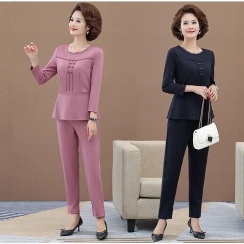 2021 Women Set Cotton Set Solid Color Long Sleeve Top and Harem Pants Ladies Fashion Two-piece Suit Female Plue Size 5XL H943