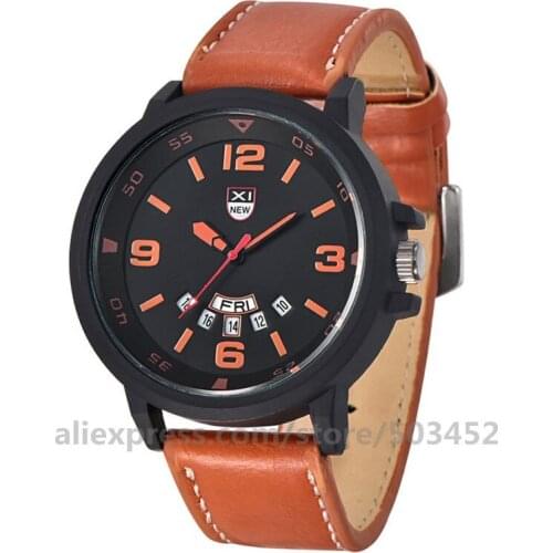 100pcs/lot XINEW Calendar Watches Men Three Eye Sport PU Belt Reloj Hombre Factory Price Watch Cool Fashion Men Wristwatch