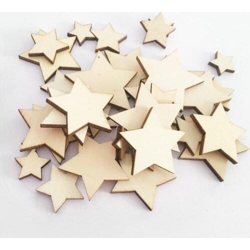 100pcs Unfinished Wood Stars, Wood Cutouts Star Shaped Wood Pieces, for Craft DIY Classroom Projects, Christmas Tree
