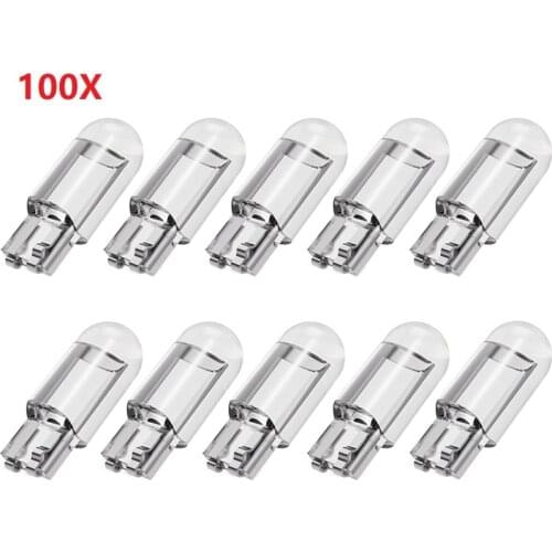 100X New T10 W5W WY5W 168 501 192 2825 COB LED Car Wedge Parking Light Side Door Bulb Instrument Lamp Auto License Plate Lights