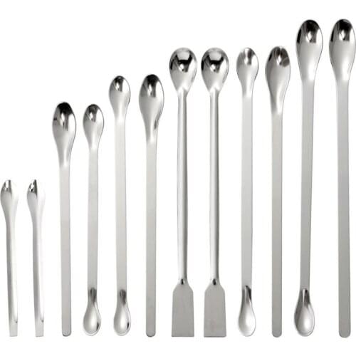 12PCS Stainless Steel Spoon Spatula/Laboratory Sampling Spoon Mixing Spatula Micro Spatula Scoop Thickened Medicine Spoon