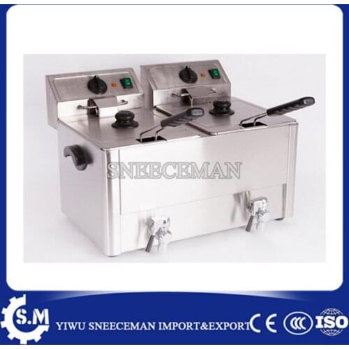 16L double cylinder electric fryer french fries chicken electric frying pan stainless steel deep fryer machine