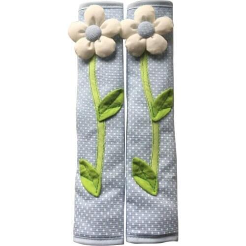 2PCS Pastoral Flower Polka Dot Door/Refrigerator Handle Cover Fridge Door Handle Gloves Home Decor Kitchen Accessories Blue