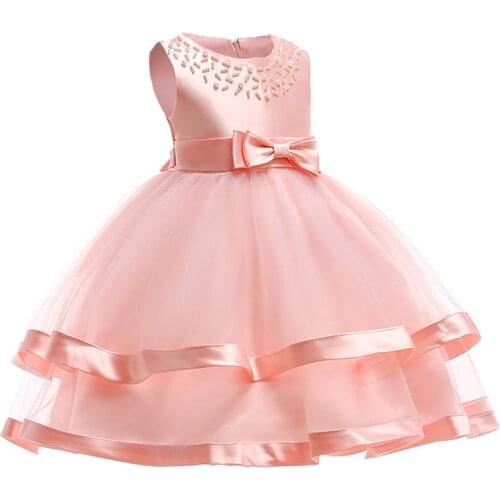 2021 Summer Dress Costume Kids Evening Party Dresses For Girls Beading Princess Baby Girl Dress Frocks Wedding Dress 3-10 Yearsh