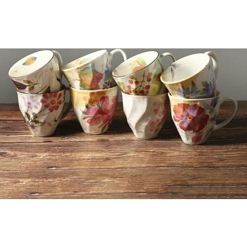 270ml Japan Imported Ceramic Water Cup Mino Yaki Hand-painted Flower Color Water Cup Gift Box Home Drinking Cup Ceramic Mug