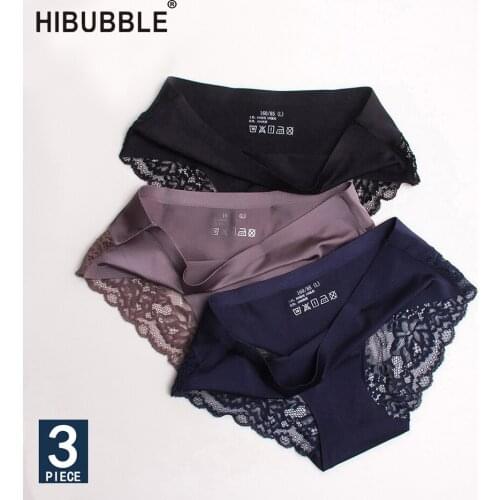 Sexy Lace Panties Seamless Women Underwear Briefs Nylon Silk for Ladies Bikini Cotton Transparent Lingerie Hibubble 3 pcs set