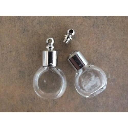 50Pcs 6mm Screw cap ball glass vial pendant Small glass bottle wishing art necklace pendant rice glass vial