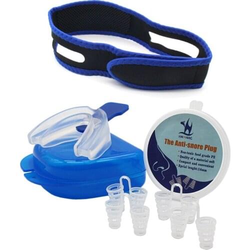Anti Snore Mouth Guard &Nose Clip Nasal Dilators&Anti Snore Chin Breathe Easy Strap Cones Congestion Aid Stop Combination