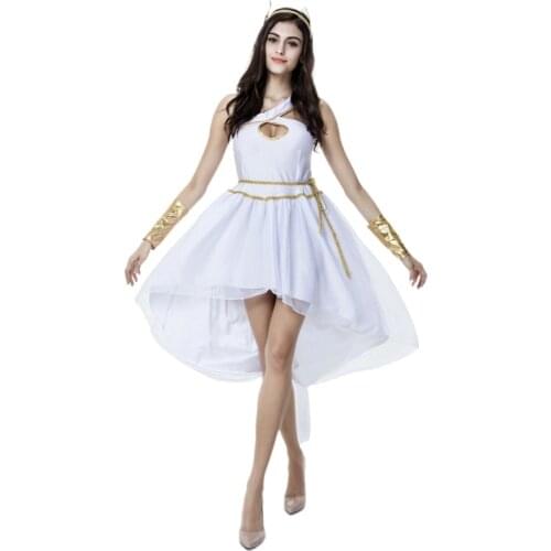 White Greek Goddess Dress Adult Cosplay Costume Halloween Costume Stage Uniform Set Anime Cosplay