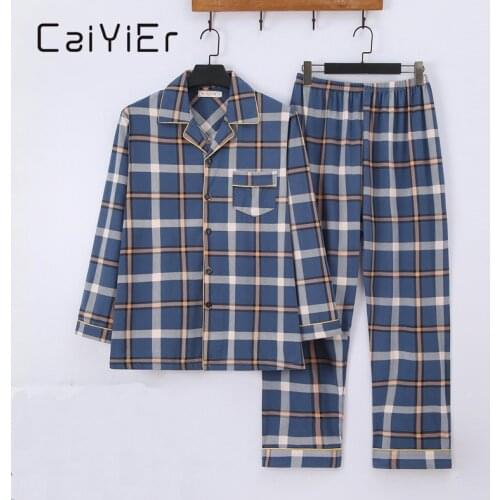 CAIYIER Winter Men Lounge Wear Colorful Grid Print Soft Long Sleeve Casual Pajamas Set For Mens Warm Bedgown Home Clothes L-3XL