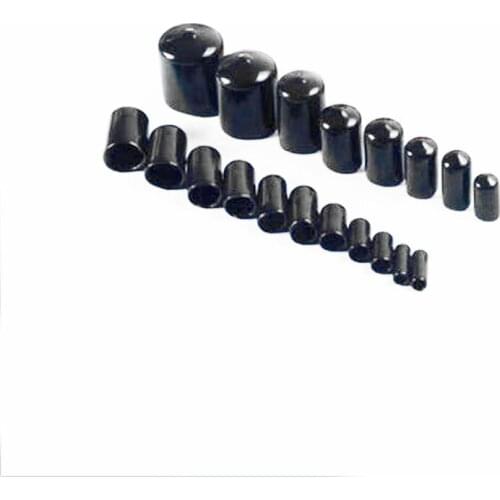 Black 30-50mm inner Dia PVC plastic vinyl cap round tube insert end protector cover cap steel wire end