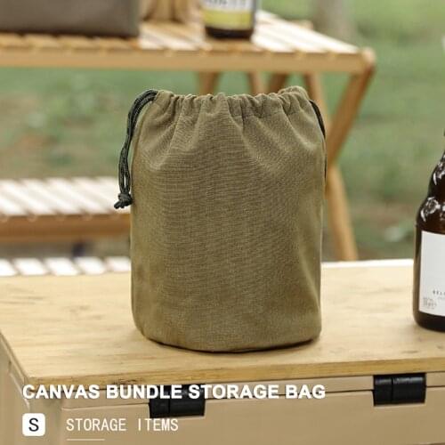 Drawstring Storage Bags Canvas Travel Outdoor Camping Sundry Makeup Pouch Camp Cooking Supplies