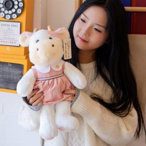 Kawaii 2021 New Year Chinese Zodiac Couple Ox Cattle Plush Stuffed toys Doll Milk Cow Mascot Plush Doll Desk Home Decration Gift