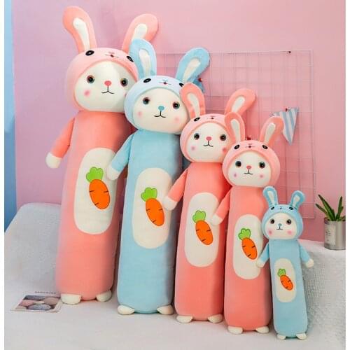 Kawaii Big Eyes Carrot Rabbit Long Pillow Animals Bunny Plush Stuffed Toys Creative For Childrens Baby Girls Birthday Gifts