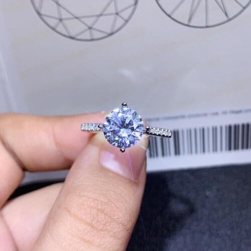Inbeaut 925 Silver Pass Diamond Test 1 ct Excellent Cut D Color Moissanite 6 Claw Ring Round Sparkling Moissanite Wedding Rings