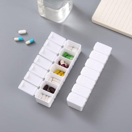 1Pc 7 Days Pill Medicine Box Weekly Tablet Holder Storage Organizer Container Case 7 Grids Splitters Portable Sealed Pill Box