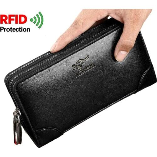 Business Men wallet RFID Blocking Purse Clutch Bag Credit Card Holder NEW Wallet For Men portefeuille homme zipper phone bag