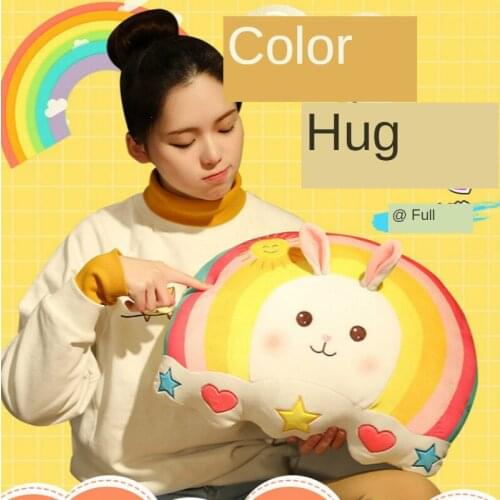Creative Simple Semicircular Rainbow Animal Pillow Cartoon Soft and Comfortable Home Sofa Cushion Car Office Chair Waist Cushion