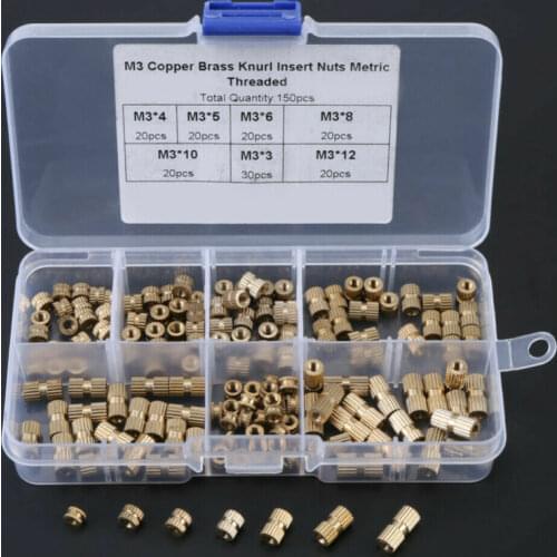 150pcs/Set M3 Brass Threaded Heat Insert Plastic 3D Printing Metal Nut Supplies Brand New M3 Knurled Nuts (150pcs Set)