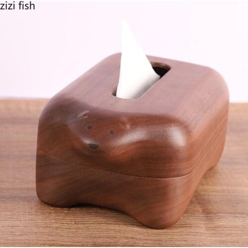 Magnet Solid Wood Tissue Boxes Polar Bear Tissue Storage Box Napkin Case Animal Tissue Holder Napkin Holder Ornaments Crafts