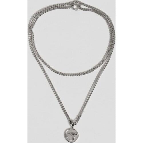 Net red design gold-plated multi-layered chain layered with tide silver necklace