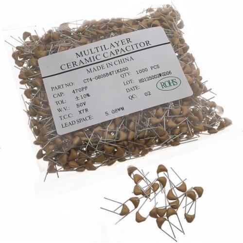 1000pcs Multilayer ceramic capacitor 0.1UF 104 100NF 50V 104M P=5.08mm Monolithic ceramic capacitor