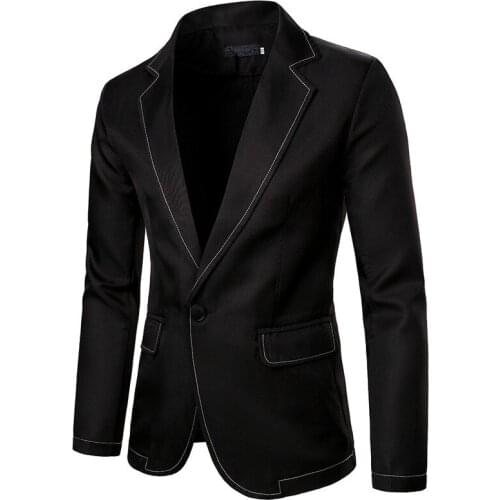 Suit Men Jacket Fashion Spring Autumn Solid Color Black Business Casual Blazer Dalily Life Banquet Party Prom Ball Singer Host